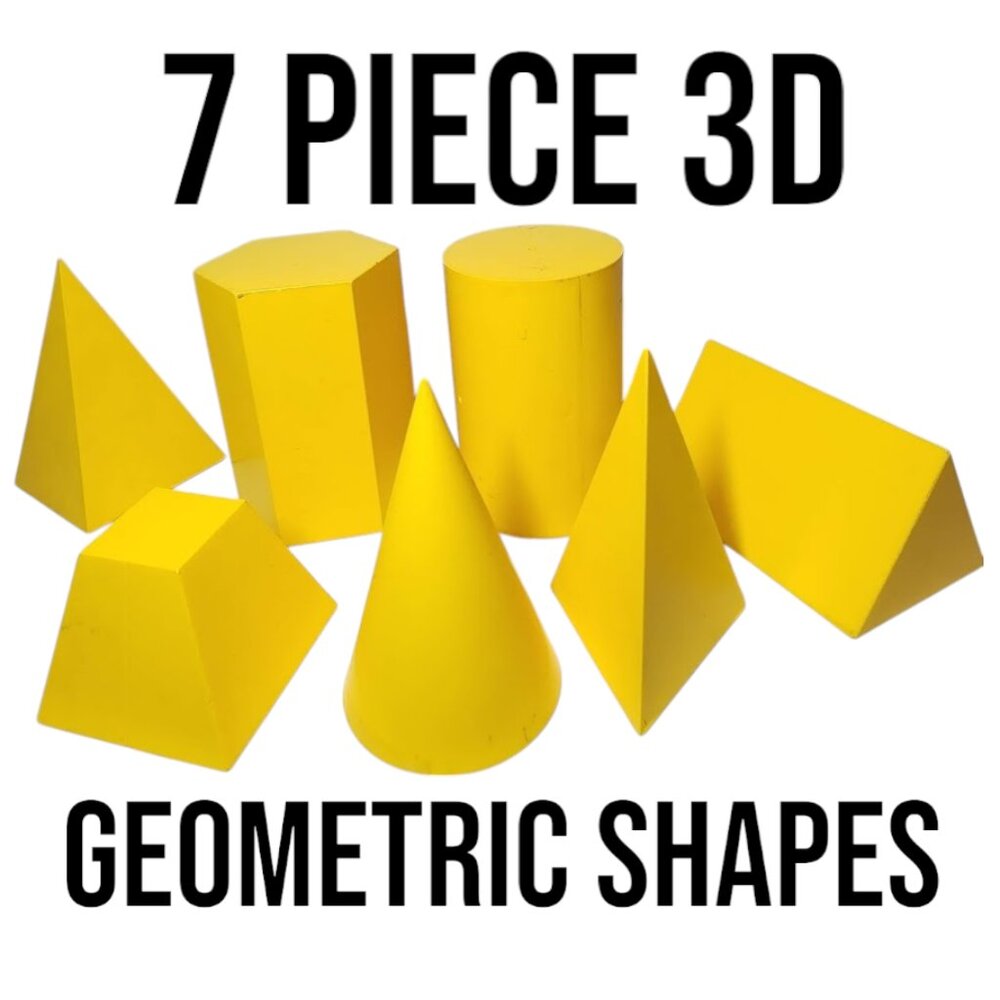 7 Piece Shapes Set 3D Geometric Plastic Forms Solids Drawing Forms Math Manipula
